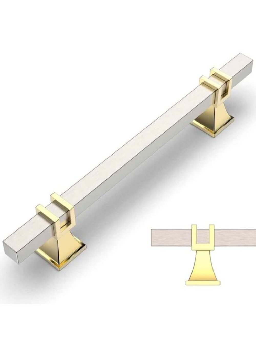 10 Pack Brushed Satin Nickel and Gold Cabinet Pulls 5 Inch(128mm) Hole Center